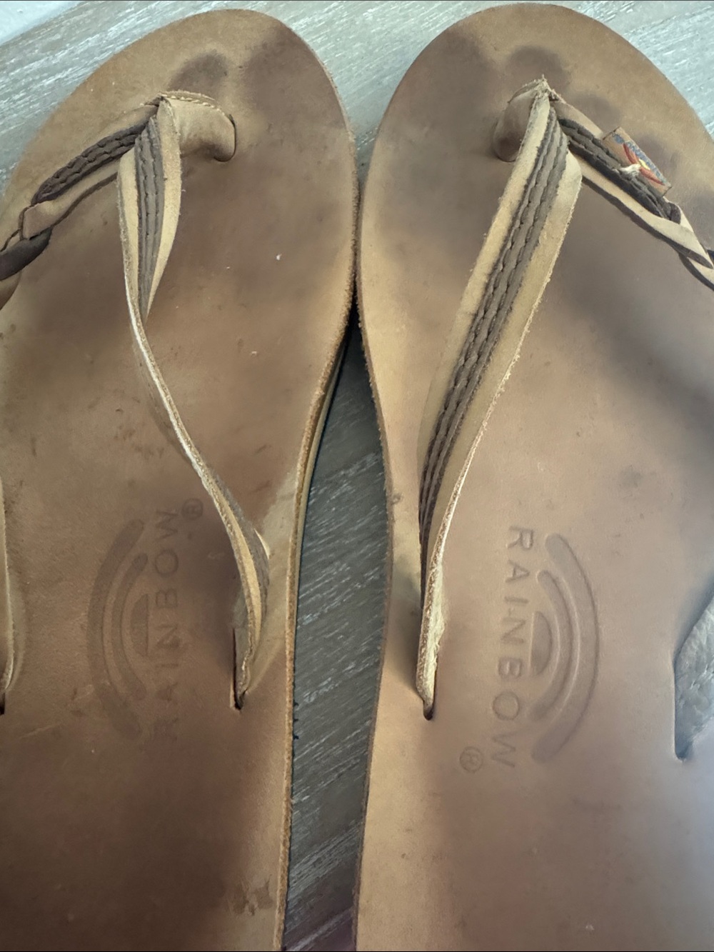 Rainbows Flirty Braidy two tone Leather Braided Toe-Post flip flops /Sandals - Picture 12 of 13